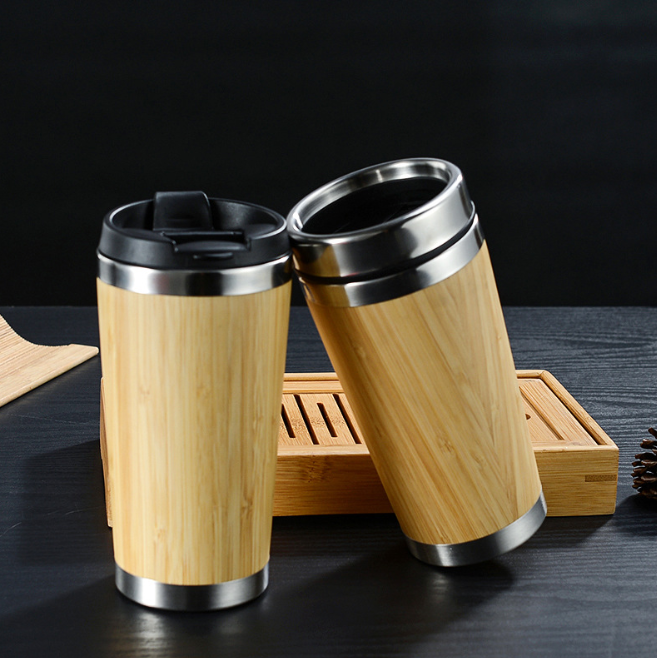 Bamboo Coffee Cup with and without protecting lid