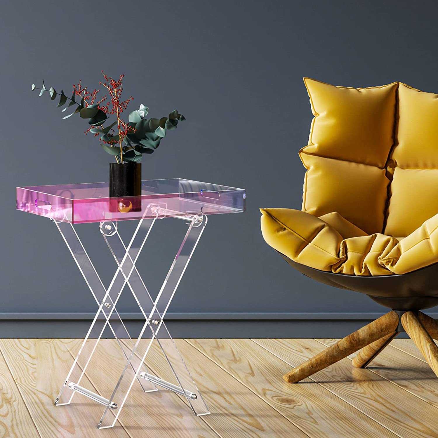acrylic iridescent table as decoration