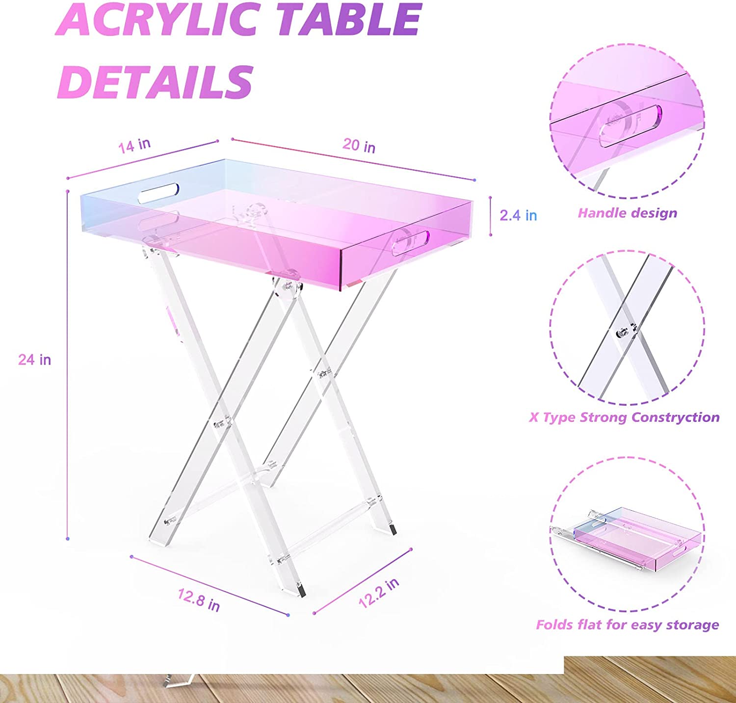 acrylic iridescent coffee table dimensions