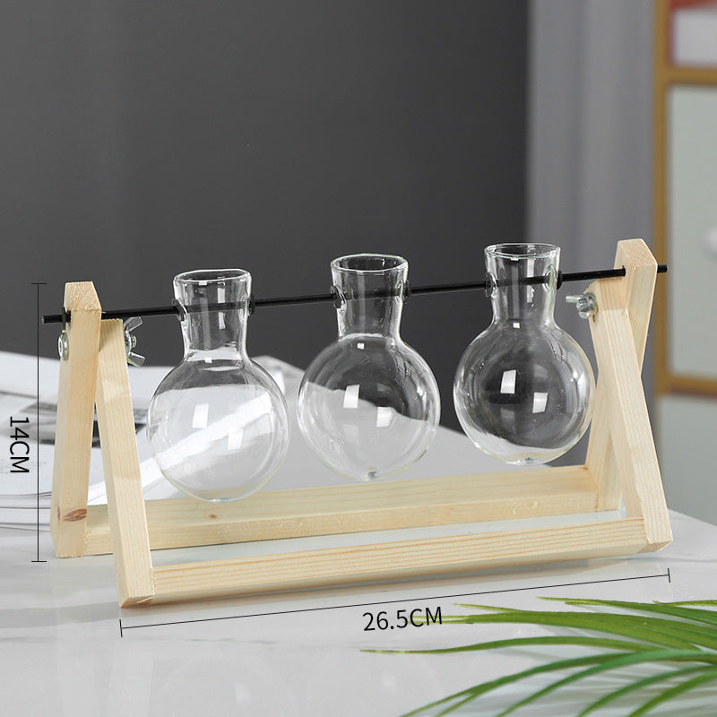 xxxflower plant terrarium with wooden stand with natural wood