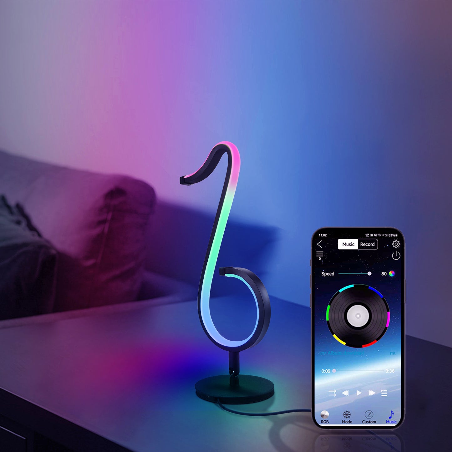 Musical note lights phone app control