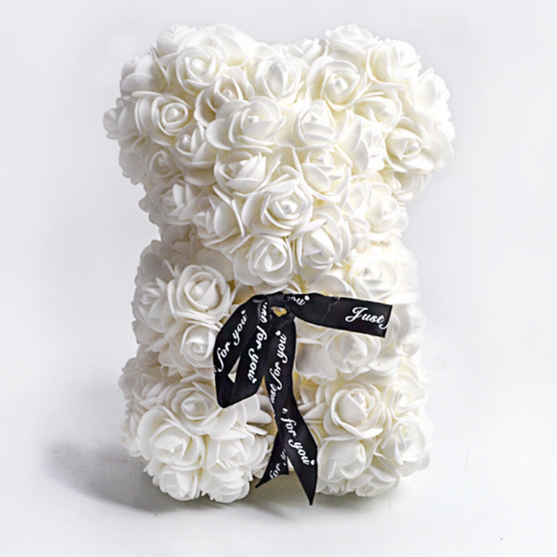 rose bear gift box white