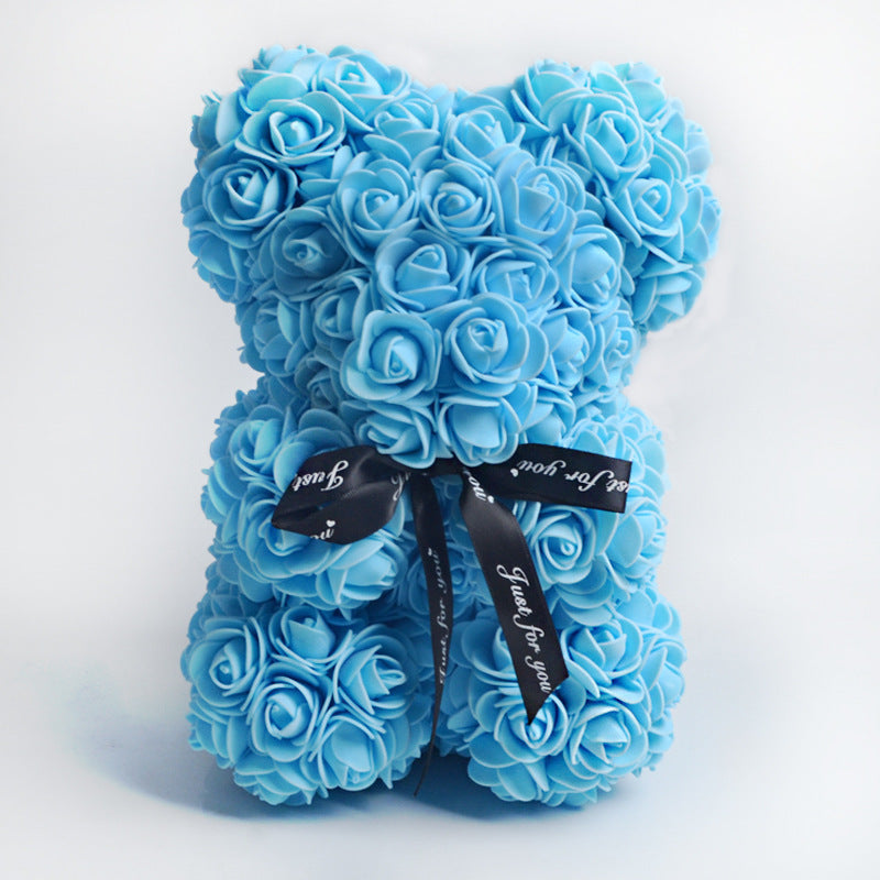 rose bear gift box blue