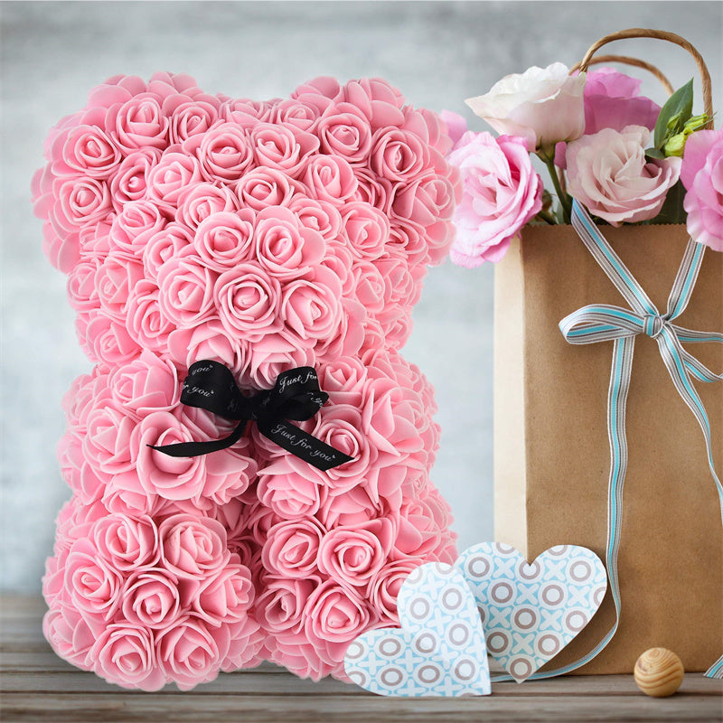 rose bear gift box pink