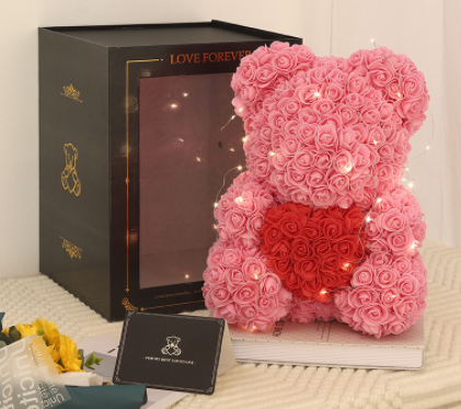 rose bear gift box pink panda