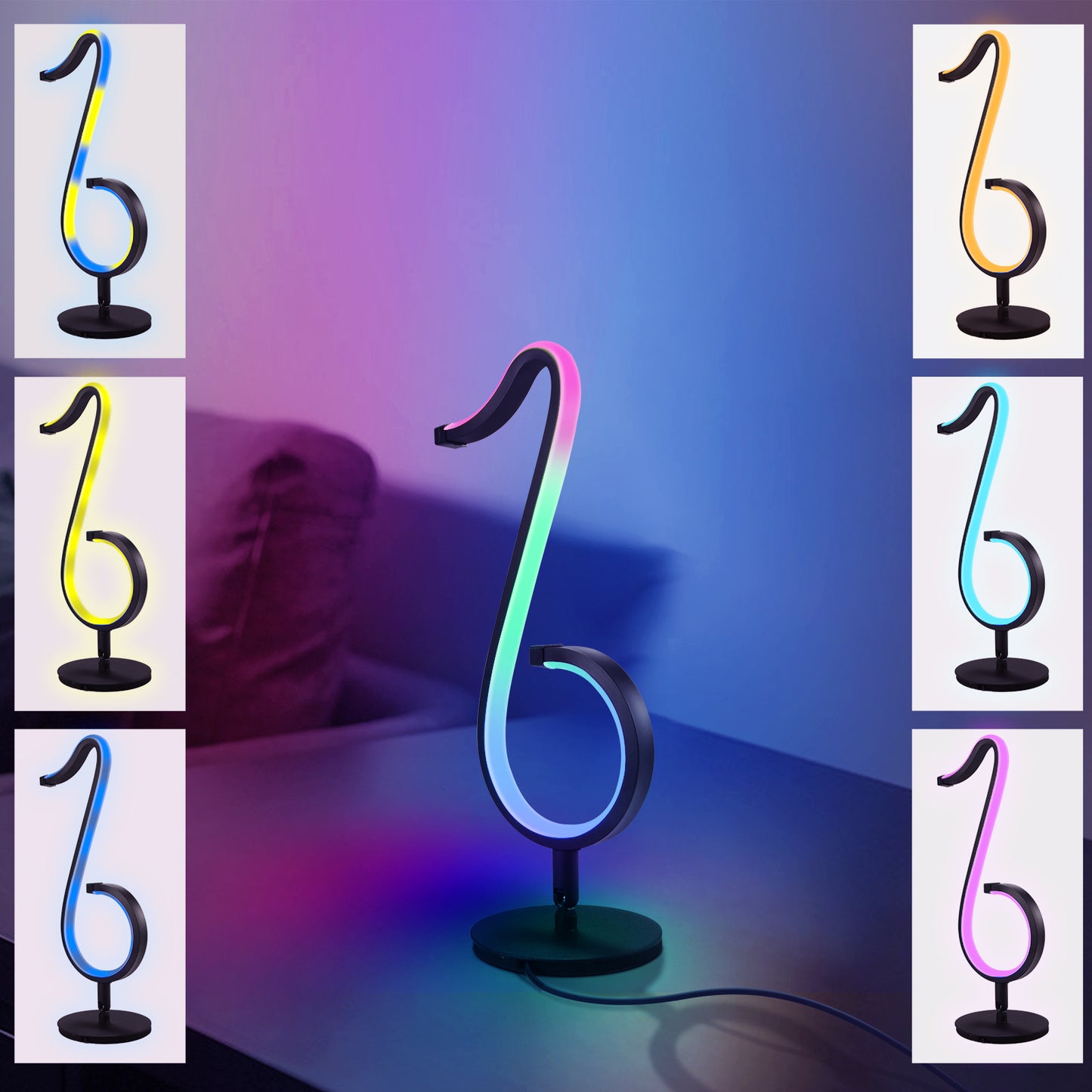 Musical note lights with ambient colors