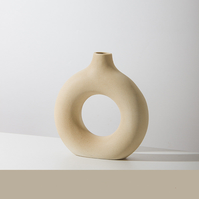 Chinese porcelain vase beige medium