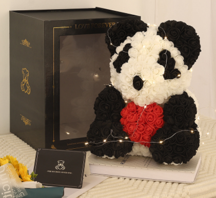 rose bear gift box panda shape