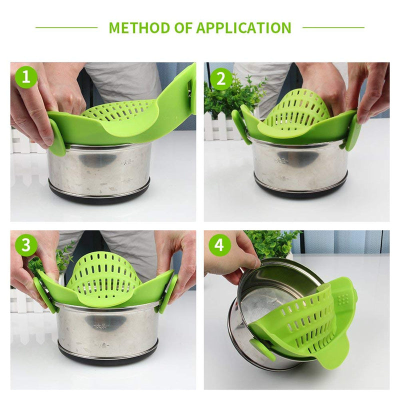 Universal Silicone Clip-on Pan Pot Strainer Anti-spill Pasta Pot Strainer Food Grade Rice Fruit Colander Strainer