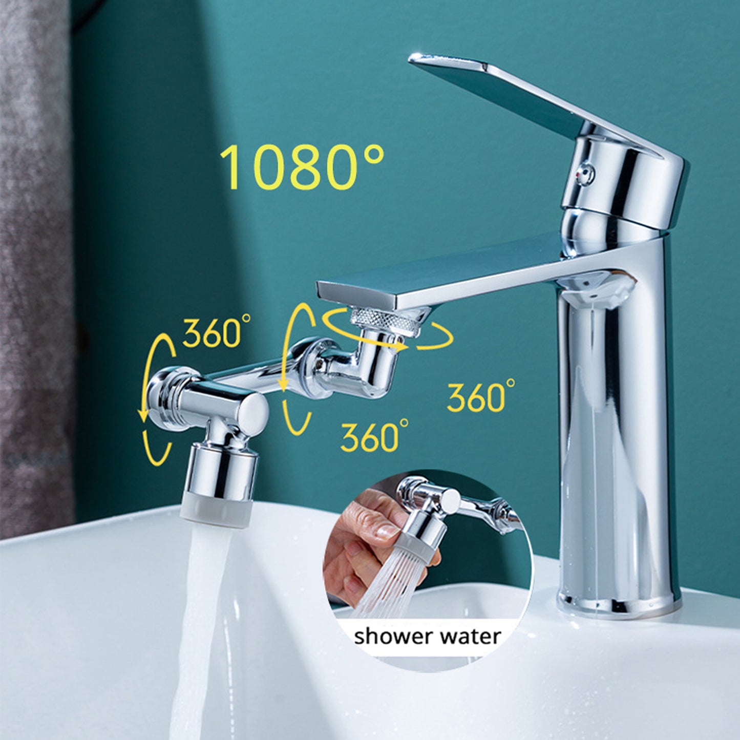 Universal 1080 swivel faucet rotations