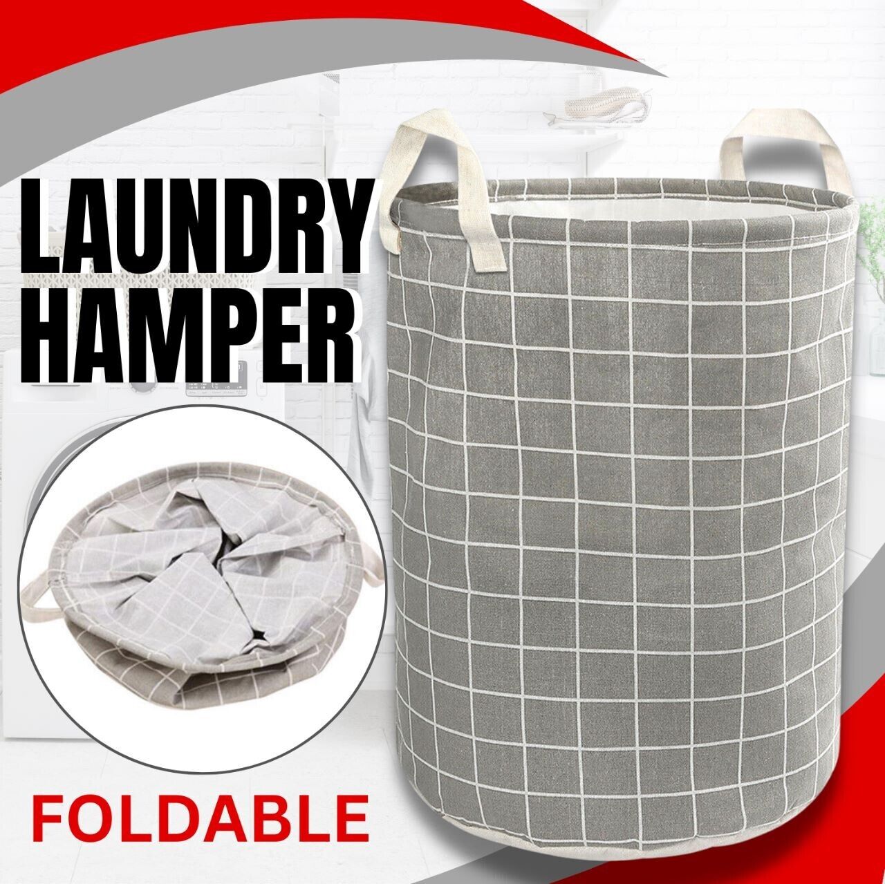 Collapsible laundry basket foldable