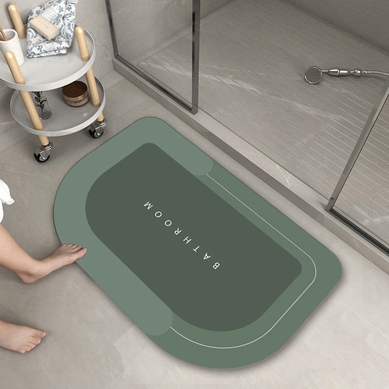 Fast drying bath mat semi oval green